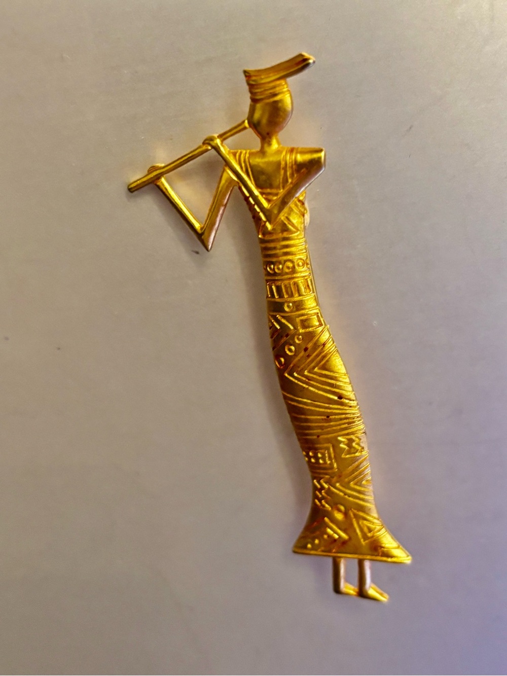 JJ Signed Flute player Brooch